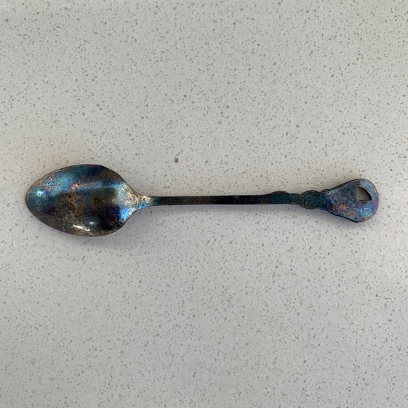Souvenir Spoon With Botanical Leaves Cutout Design Possibly Marked B.W. Co. - Picture 4 of 5